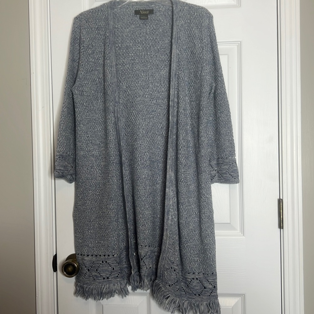 Natural Reflections Shrug Cardigan Sweater with Fringe along Bottom Size S